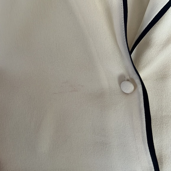 Sezane Elisa Silk Shirt Ecru Navy 34 XS - Picture 5 of 5